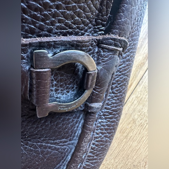 Salvatore Ferragamo CASPIAN Brown Leather Slip-On Loafer w/Gancini ornament (12) - Picture 8 of 12